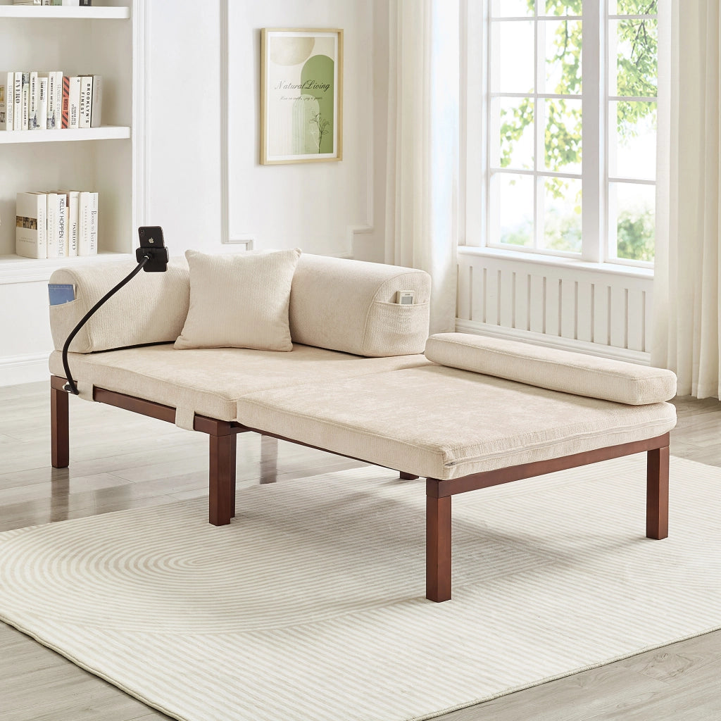 DIVANO LETTO Pieghevole singolo estraibile in velluto beige