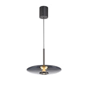 Lampada a sospensione ellisse grigia vetro LED 18W telecomando