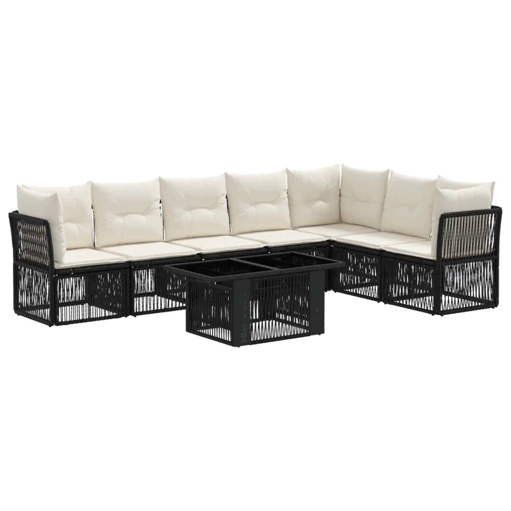 Set Divano da Giardino 8 pz Nero polyrattan 3436474