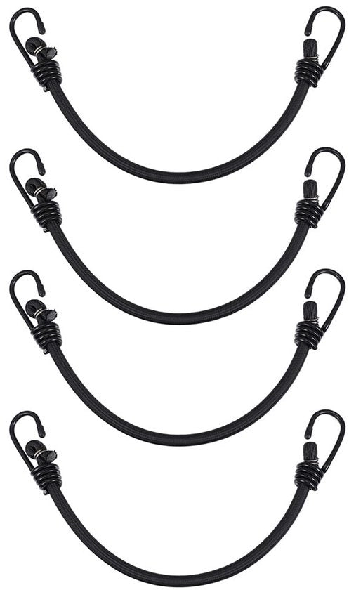 Cinture di elastomero 4 pezzi - Fissaggio elastico - Poliestere duraturo - Leggero - Adatto all'uso all'aperto - Con ganci - Cordoncino di bungee