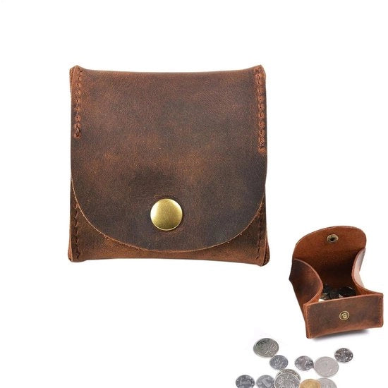 Portafoglio in pelle rustica - marrone - design classico
