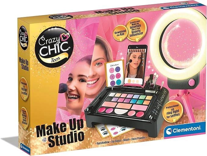 Crazy Chic - Make-up Studio, Trousse Trucco Lavabile per Bambine,Set Completo con Cosmetici e Pennelli Professionali,Cle