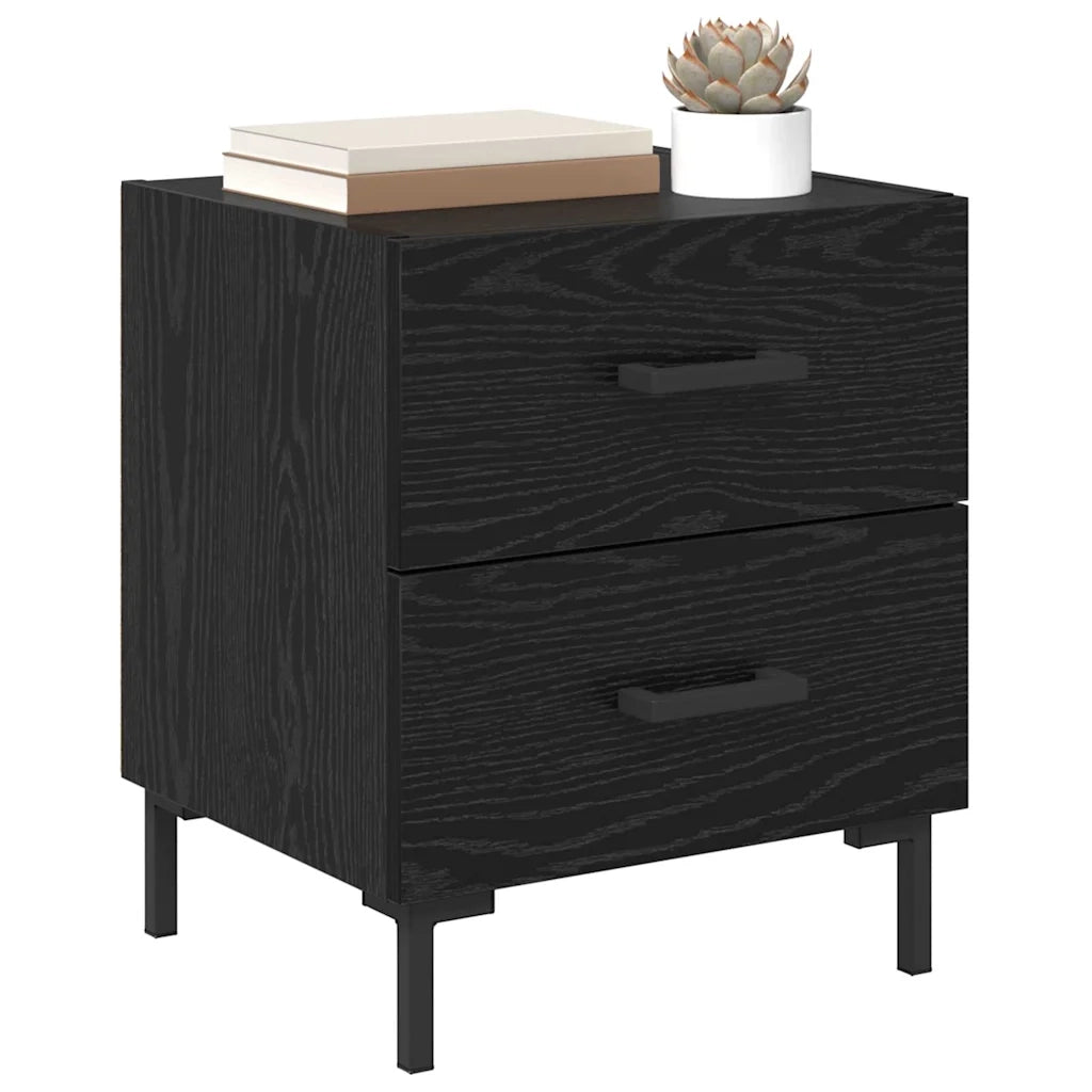 Set di 2 Comodini | Armadio da Notte | Mobiletto da notte Rovere Nero 40 x 35 x 47,5 cm