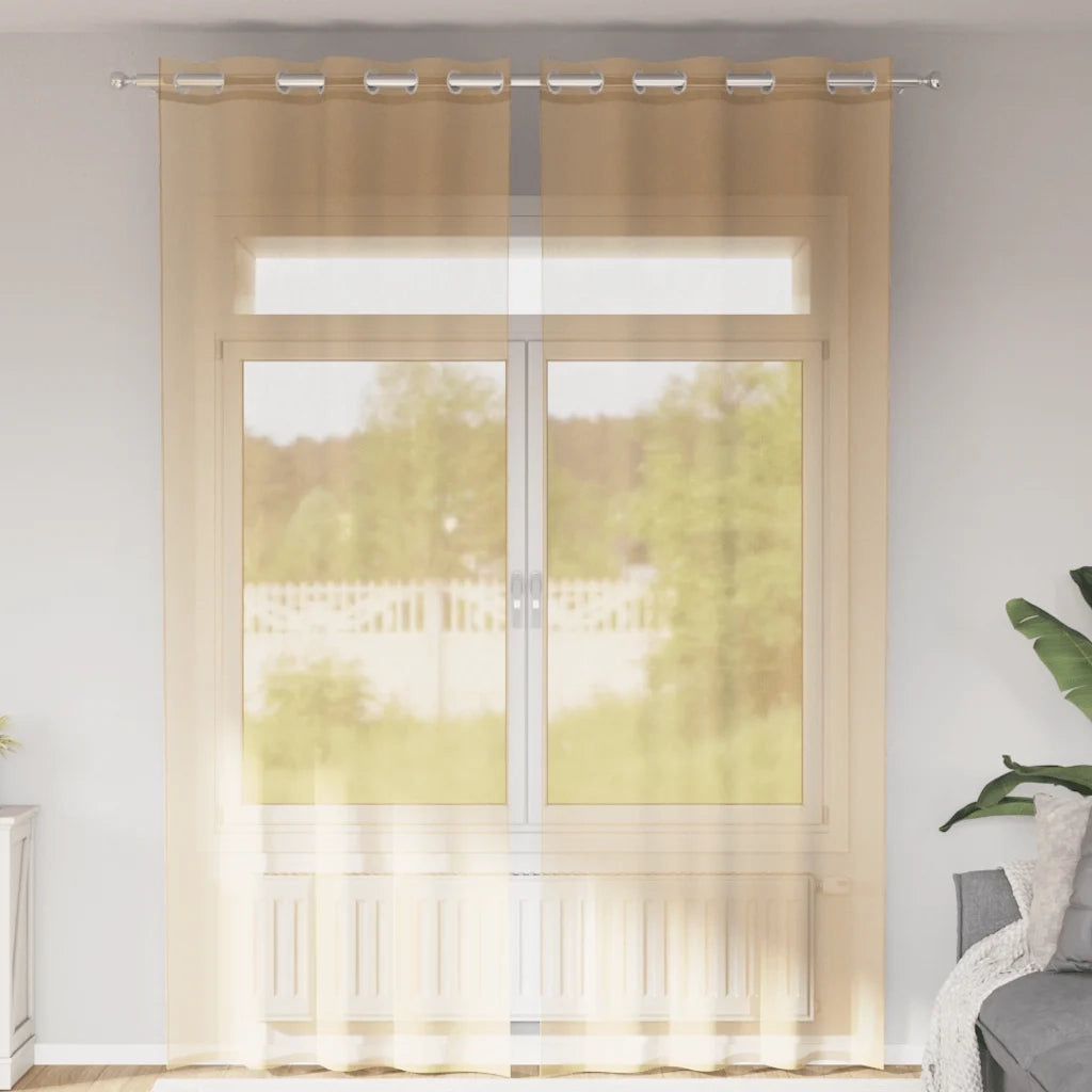 Tende in Voile con Occhielli 2 pz Sabbia