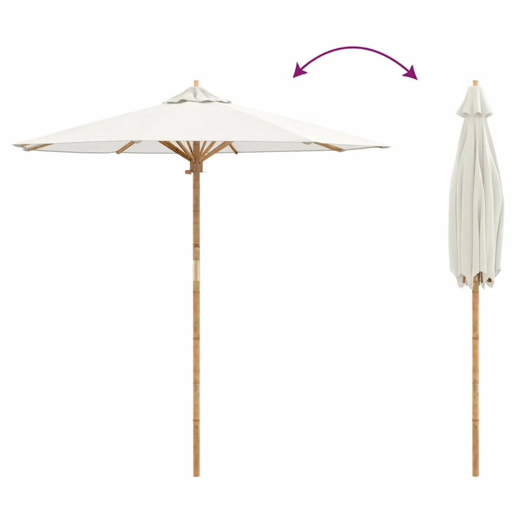 Ombrello da giardino Bianco Crema Ø 217 x 230 cm Bambù 4108081