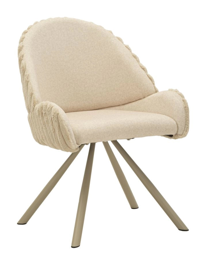Sedia Stoccolma -A- Crema, Set 2 Pezzi in Ferro e Poliestere, Design Moderno ed Avvolgente - Collezione Modern