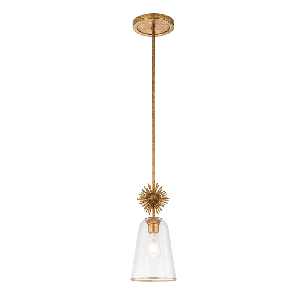 Lampada sospensione STARING Elstead oro vetro trasparente E27