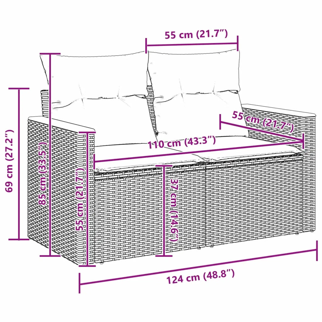 Set Divano da Giardino 8 pcs Nero polyrattan 3362855
