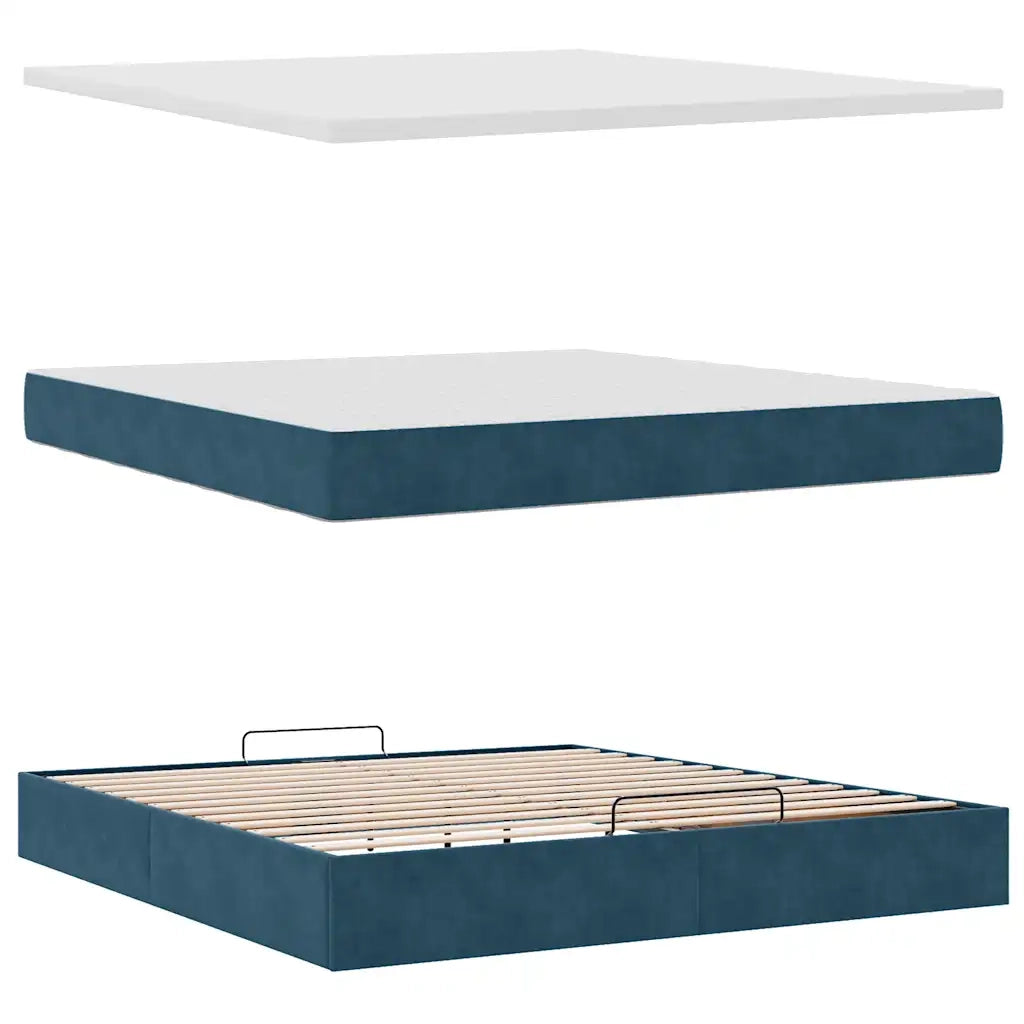 Struttura Letto Pouf con Materassi 160x200 cm Velluto 3314478