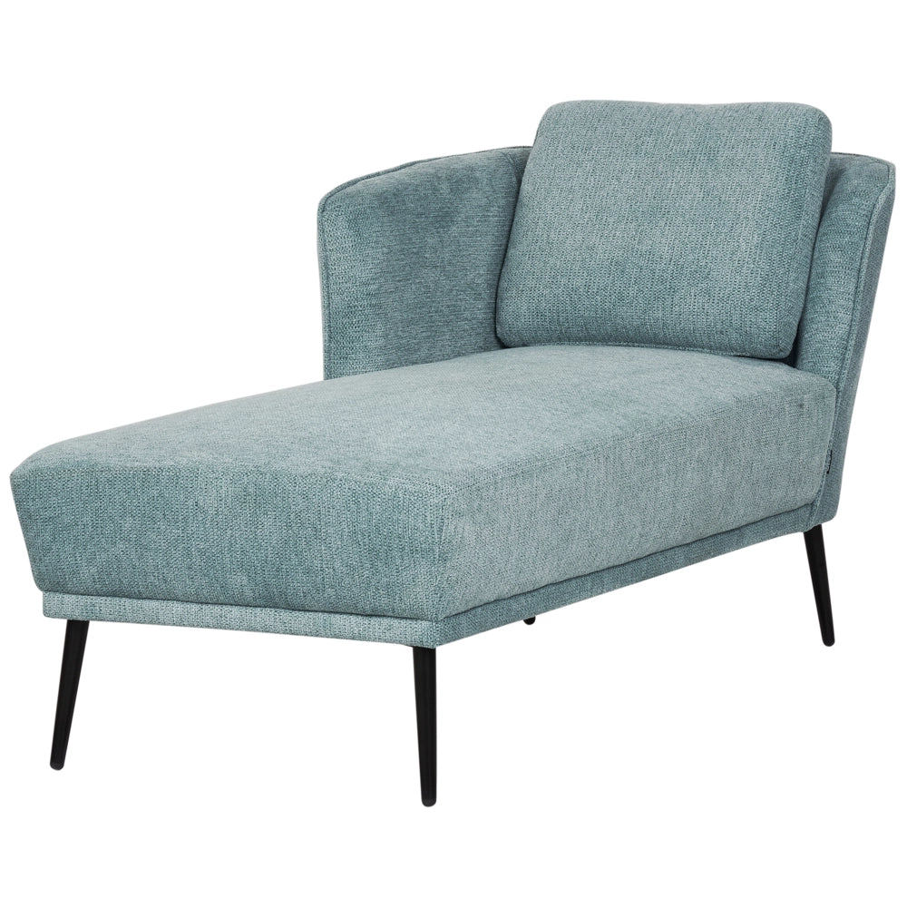 Chaise longue con cuscino in tessuto blu lato destro stile retrò