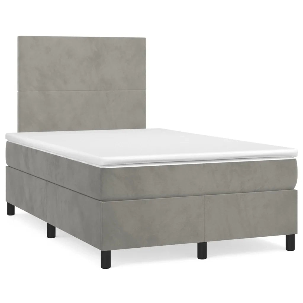Letto a Molle Materasso e LED Grigio Chiaro 120x190 cm Velluto 3270299