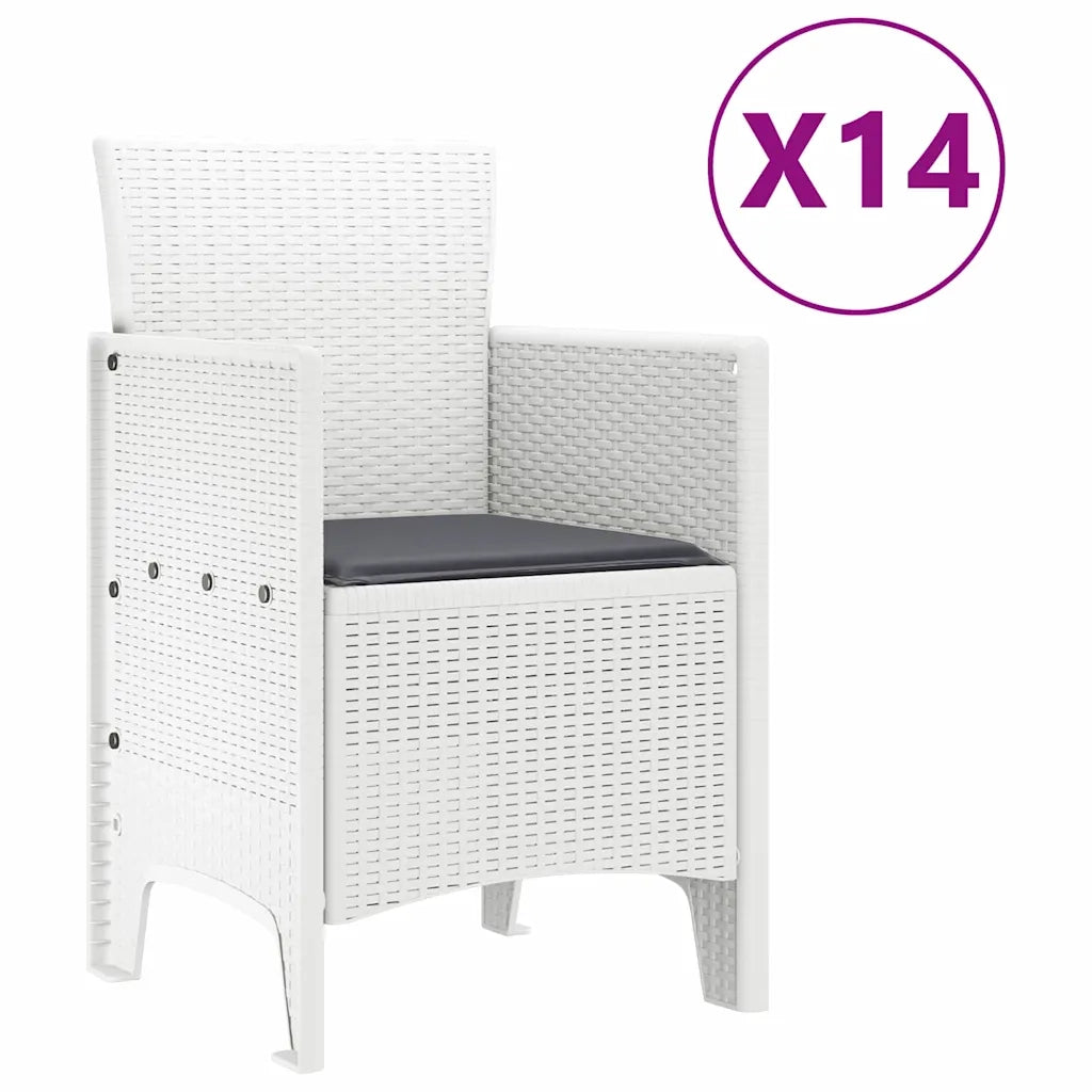Set da pranzo da giardino con cuscini 15 pcs Bianco PP 3378805