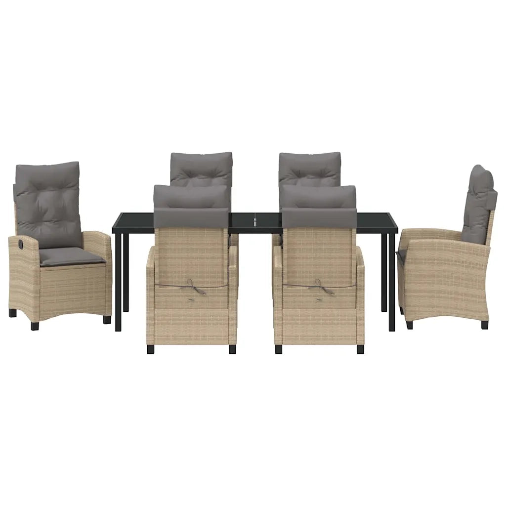 Set da Pranzo per Giardino con cuscino 7 pcs Beige polyrattan 3380405