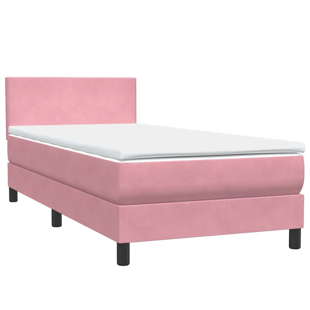 Letto a Molle con Materasso e LED Rosa 80x220 cm Velluto 3316718