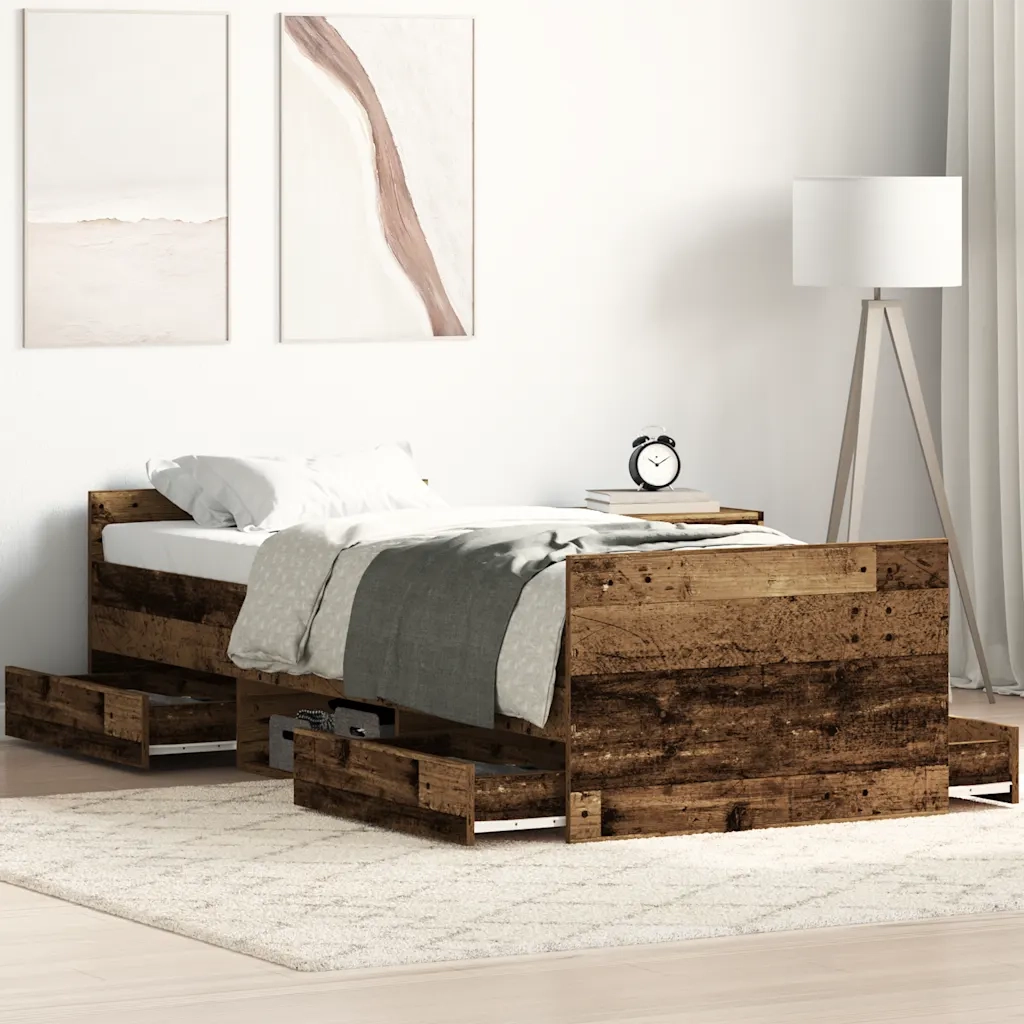 Giroletto senza Materasso-Struttura Letto Legno Antico 90x200cm in Truciolato 625625