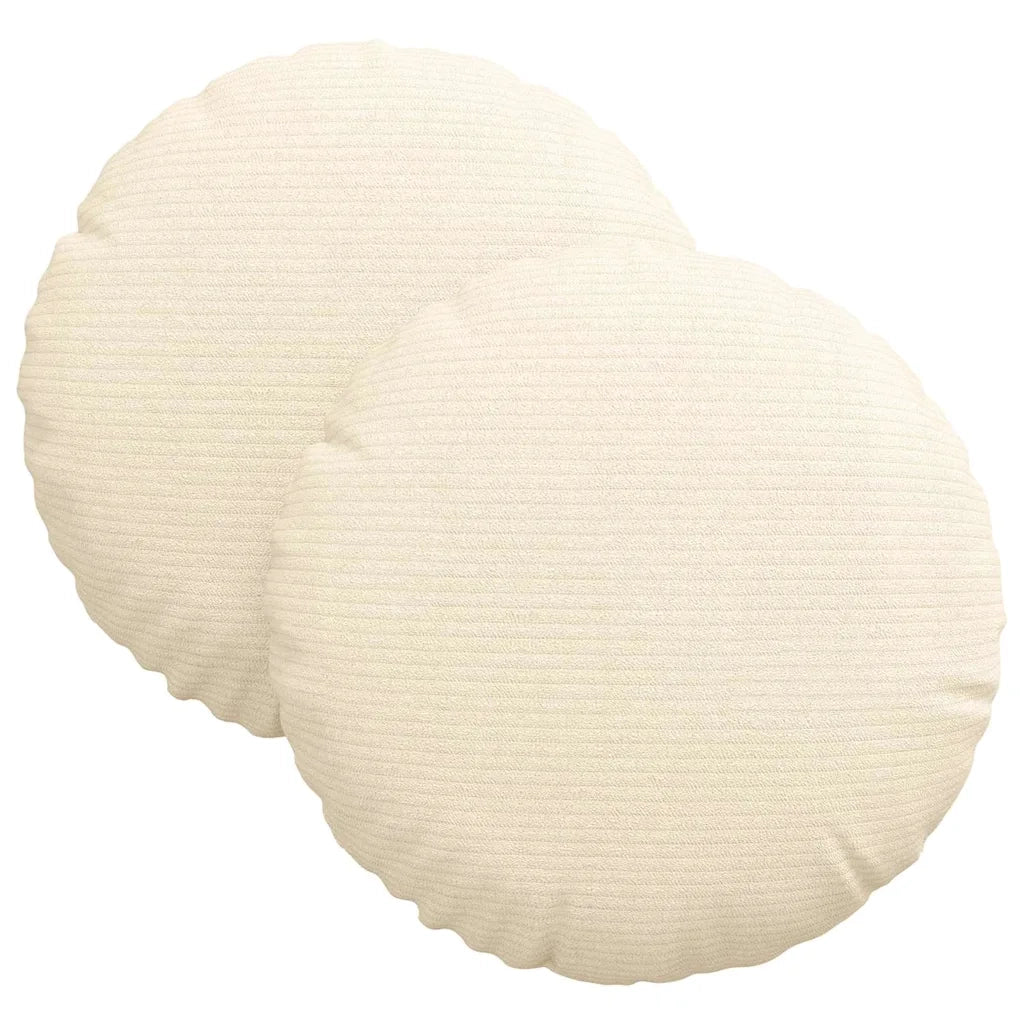 Cuscini per Seduta 2 pcs Crema Ø30 x 13 cm Tessuto in Cords 42014114