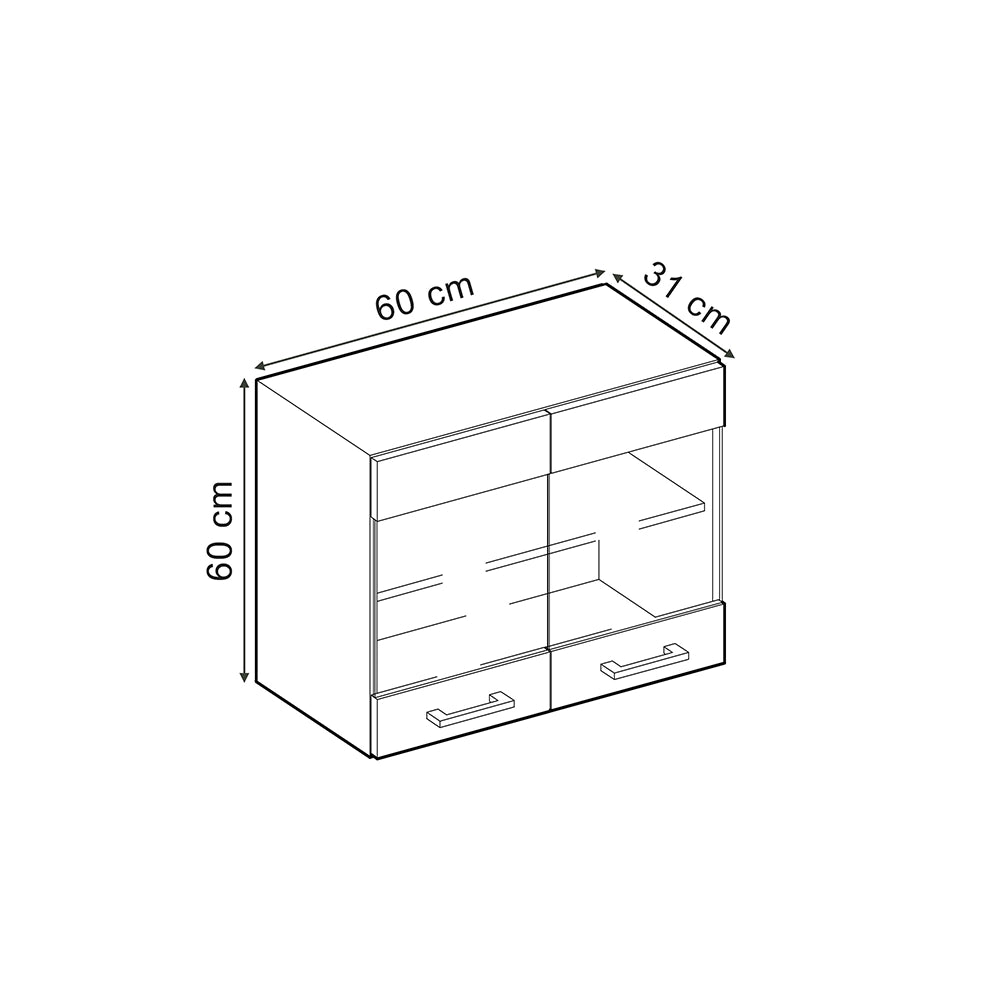Vicco Mobile da cucina in vetro Rovere artigianale 60 cm
