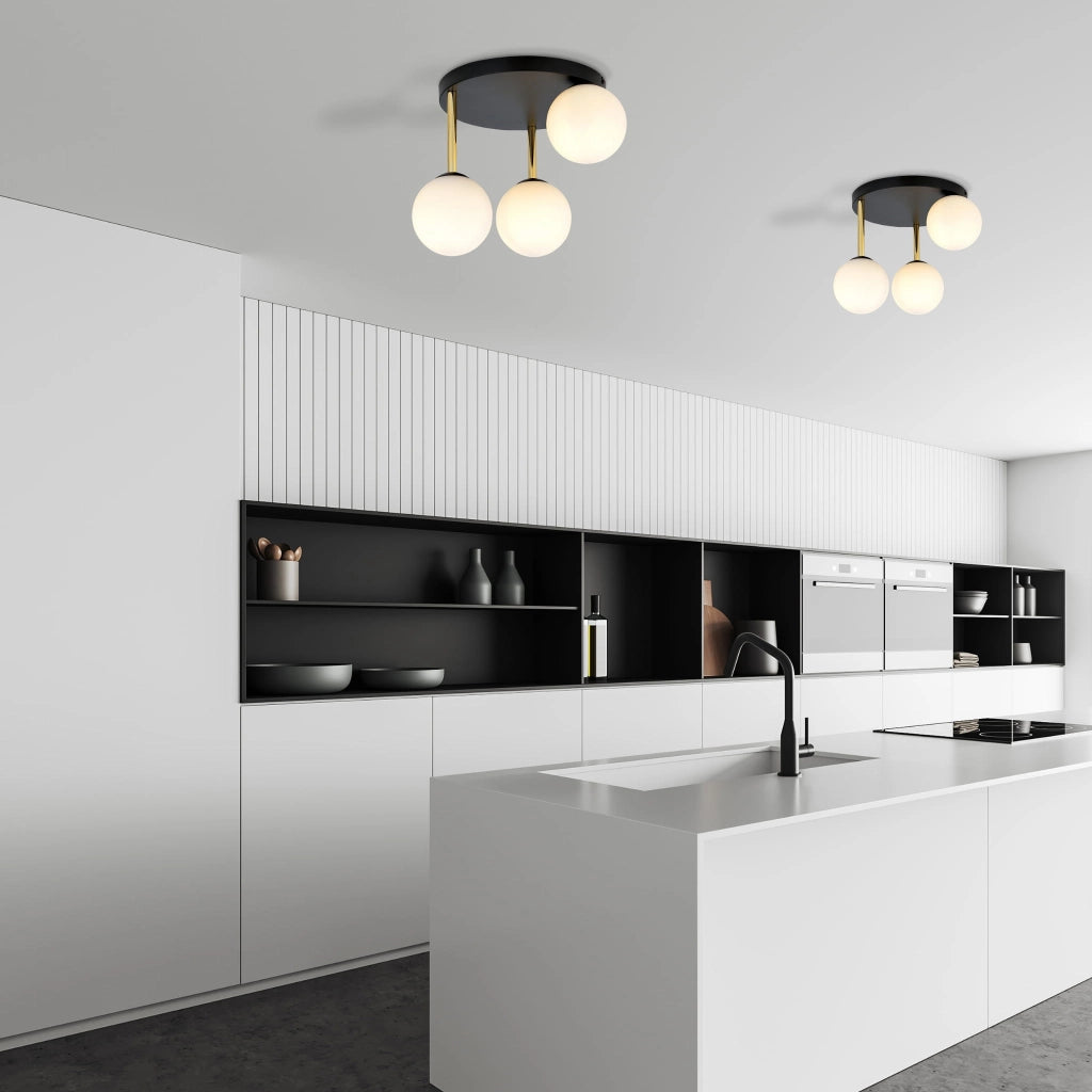 Plafoniera Emibig DOLCE 3 luci E14 vetro bianco oro