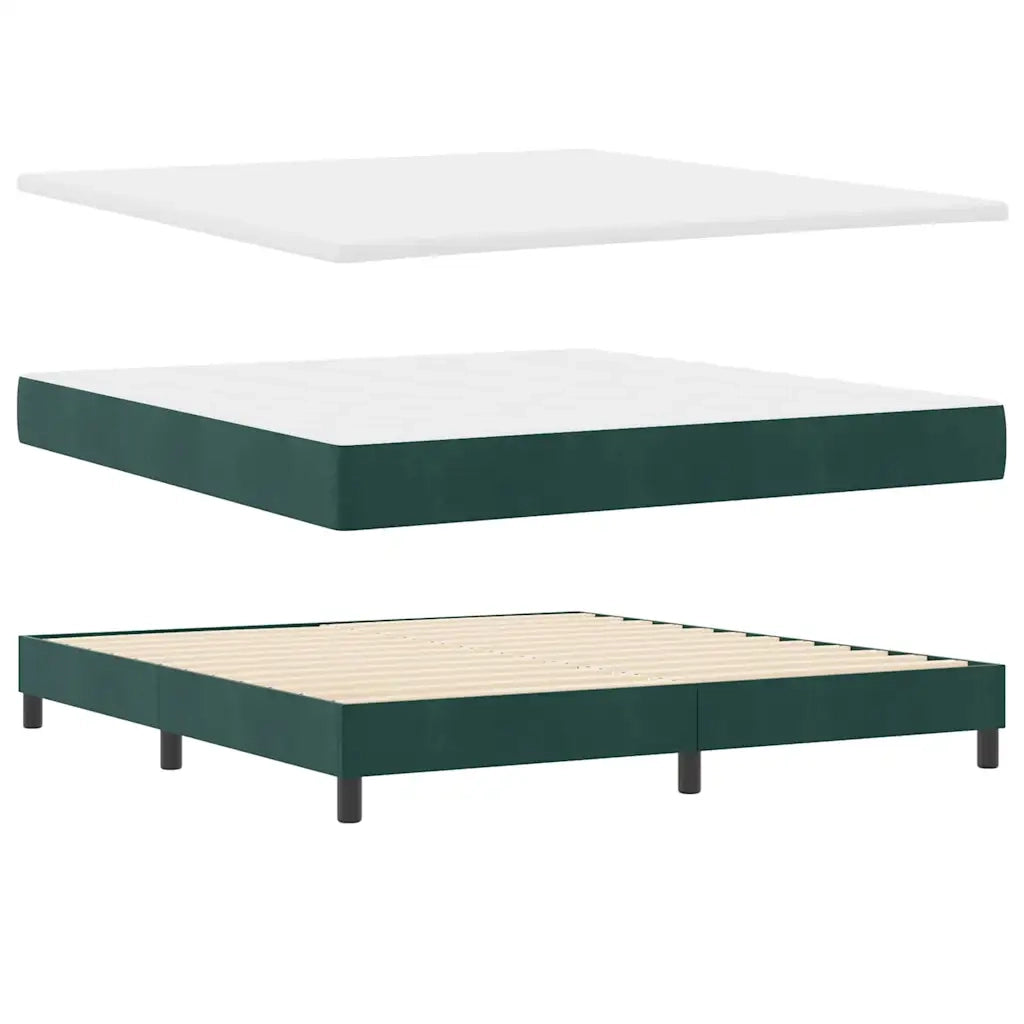 Letto a Sorgente LED con led Verde Scuro 180 x 200 cm Velluto