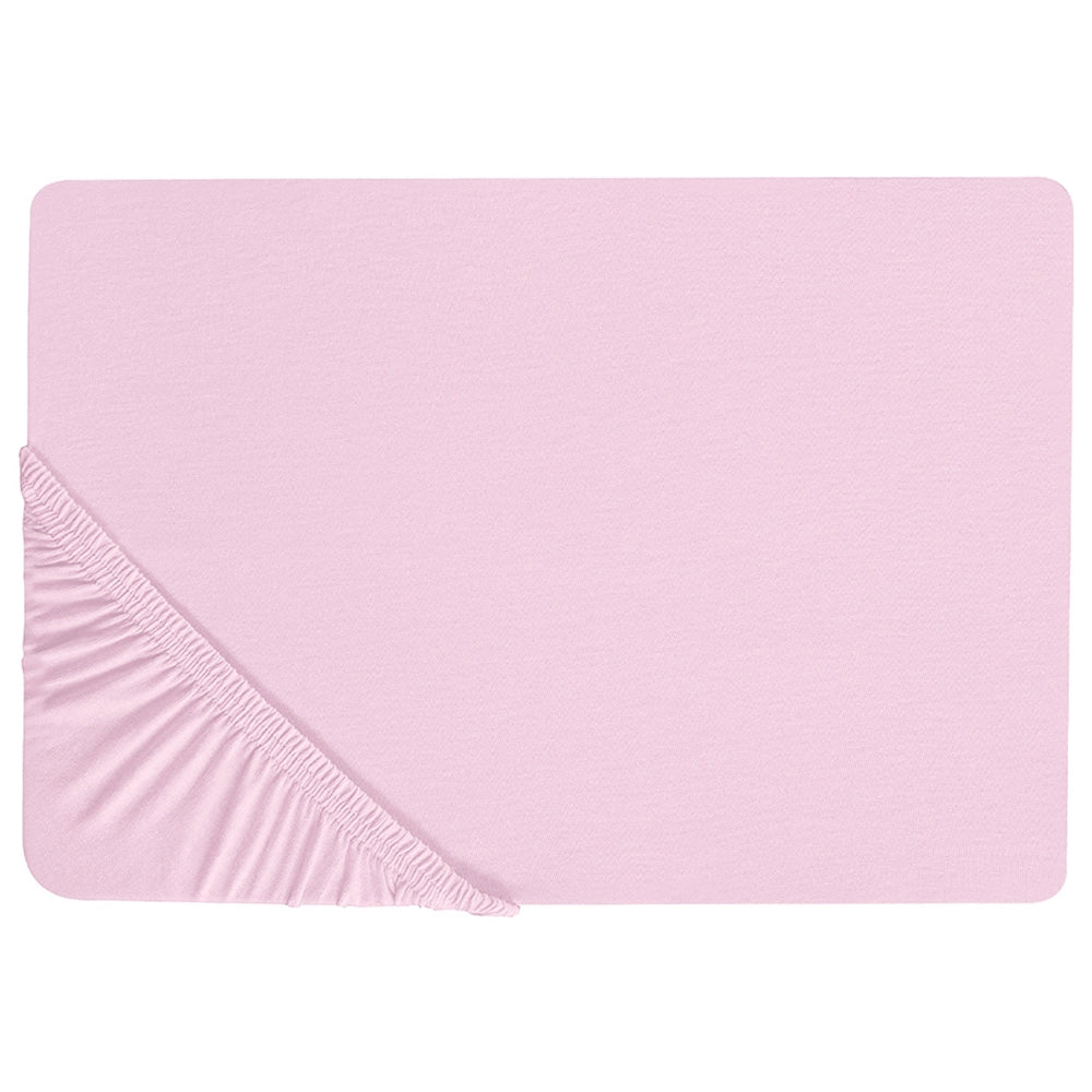 Lenzuolo con angoli cotone rosa pastello 160 x 200 cm con bordi elastici modello classico a tinta unita camera da letto classica