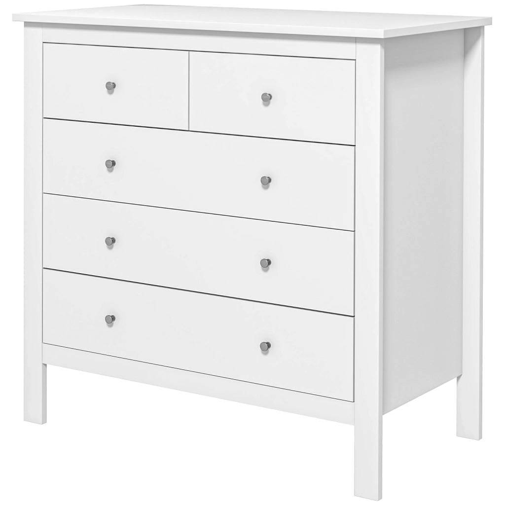 Cassettiera 5 cassetti ¨C Minimal ¨C legno, bianco, 79x39.5x80.5 cm