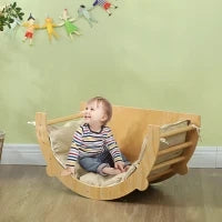 Arco Montessoriano 3 in 1 per Bambini da 18-48 Mesi, Struttura da Arrampicata, Tavolino e Dondolo con Cuscino