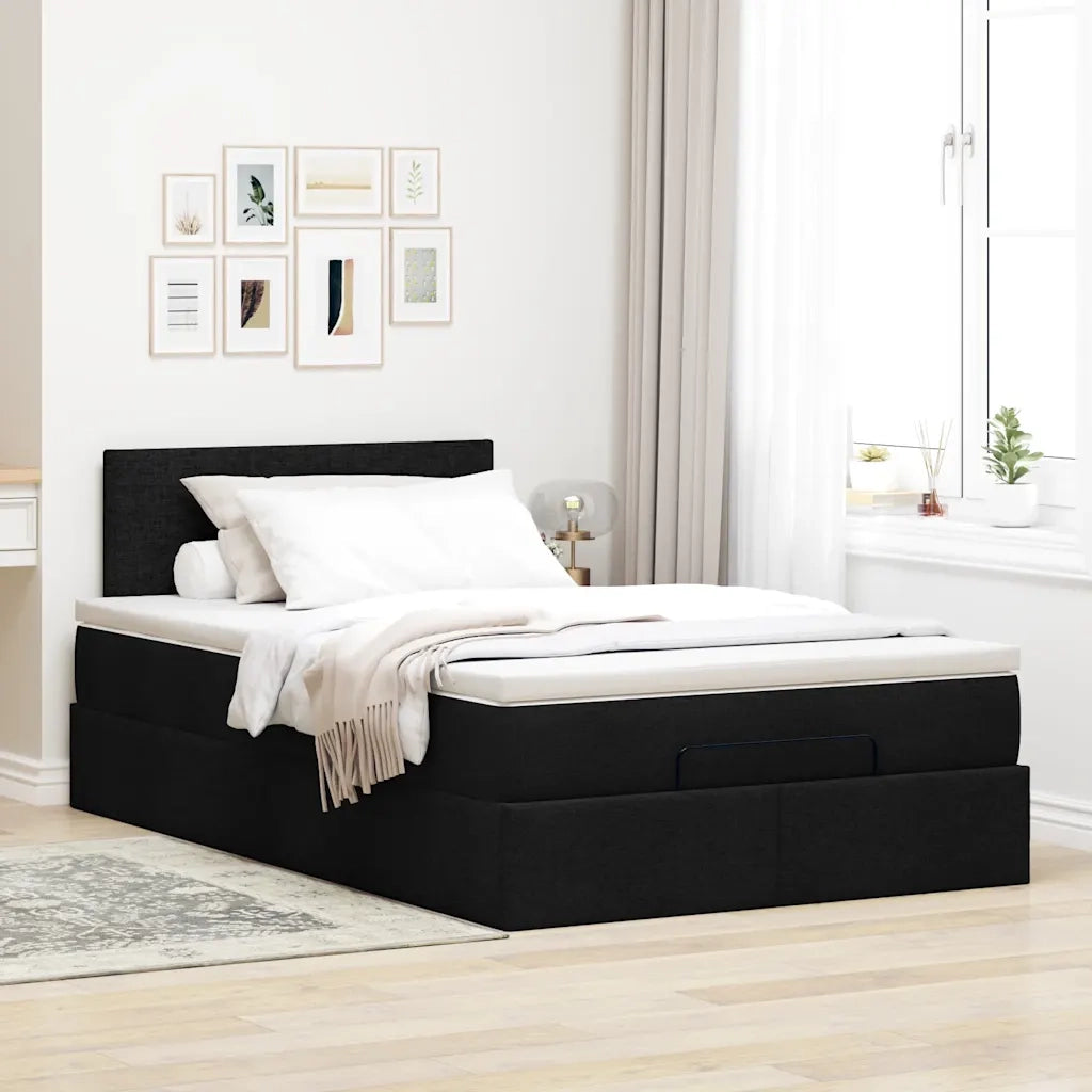 Pouf Letto con Materasso Nero 120x190 cm in Tessuto 3311361