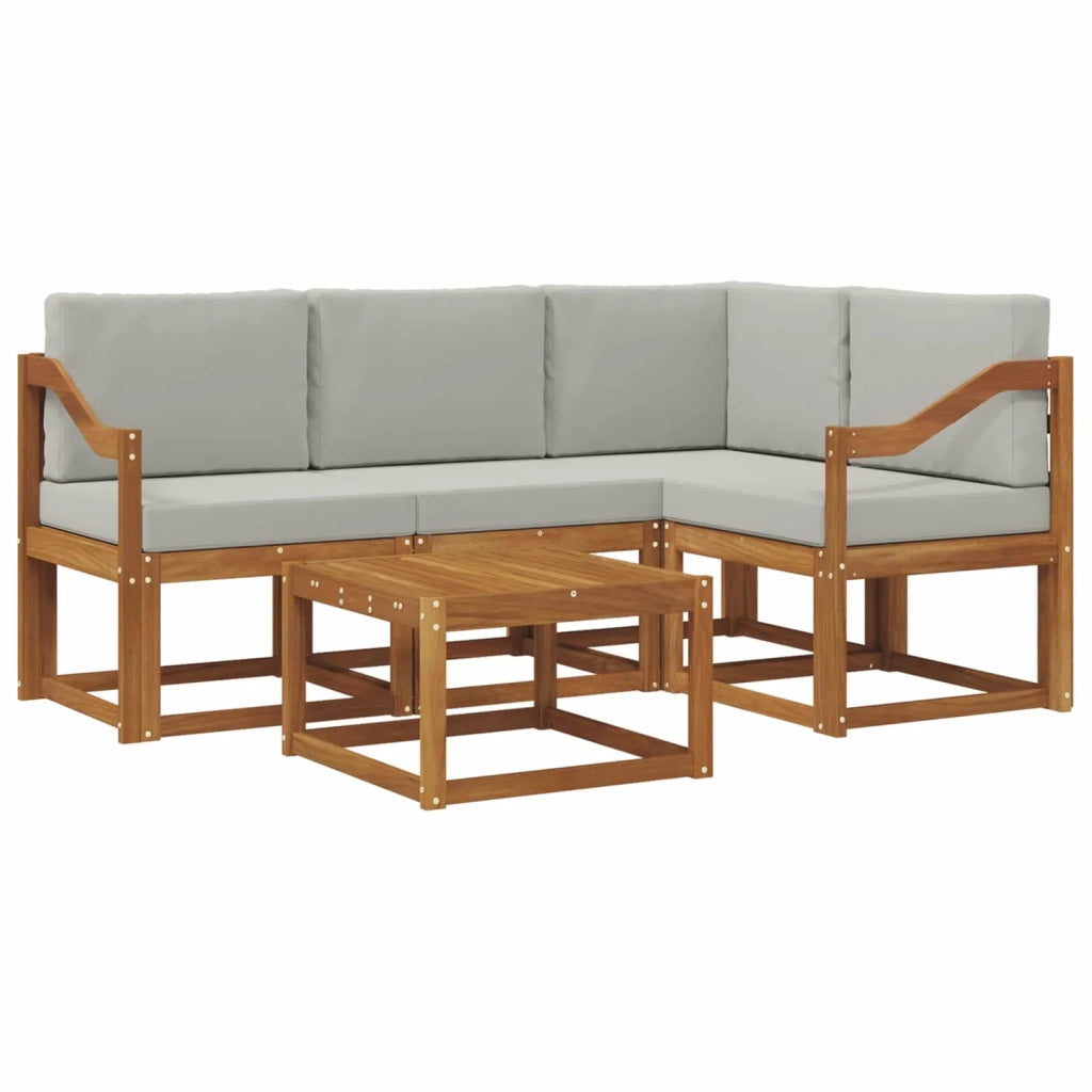 Set di divani da esterno 5 pcs Grigio Naturale e Chiaro 3366374