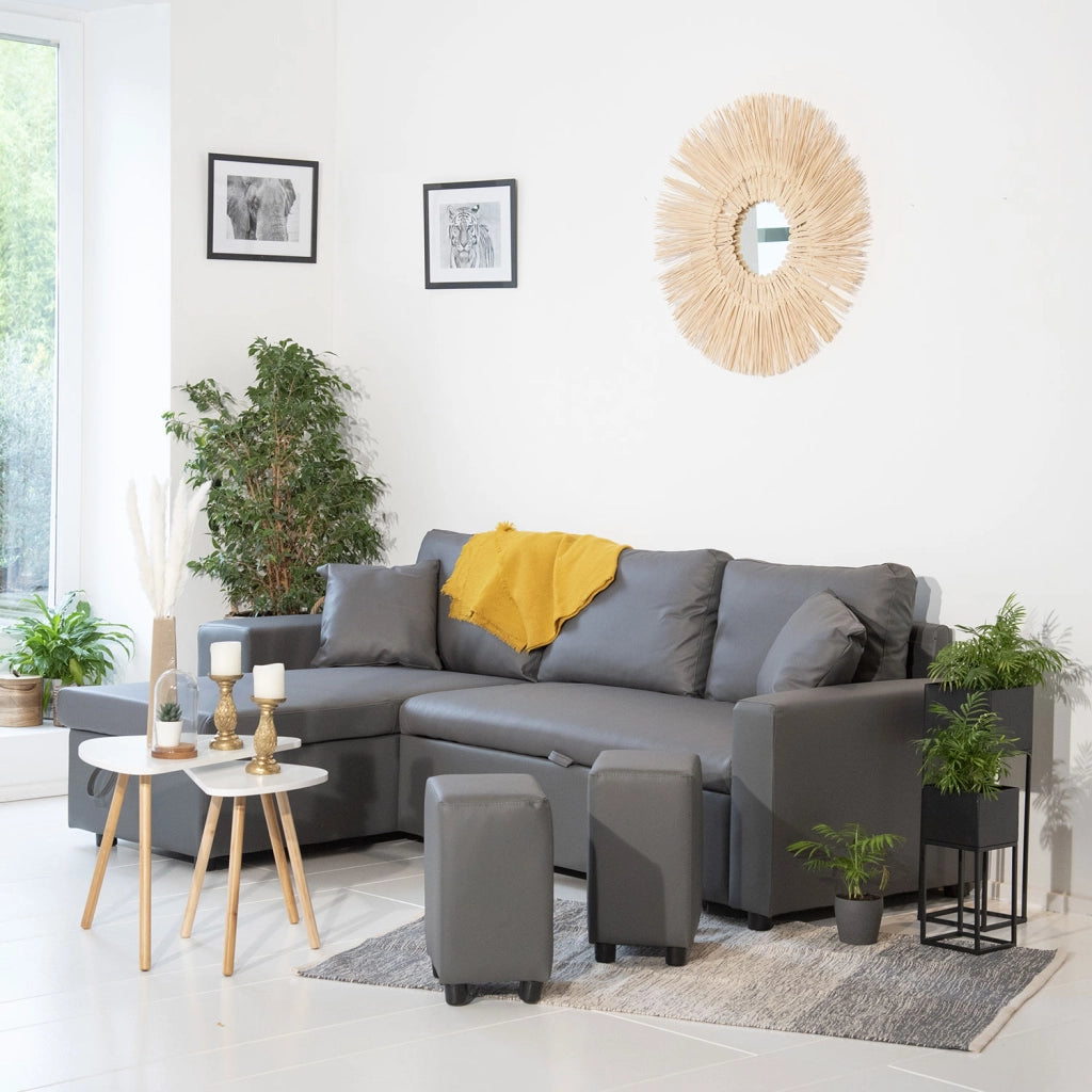 TONYDivano letto angolare a 3 posti grigio