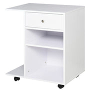 Mobiletto per Stampante in Legno con Ruote e Ripiano Regolabile ¨C Minimal ¨C Bianco