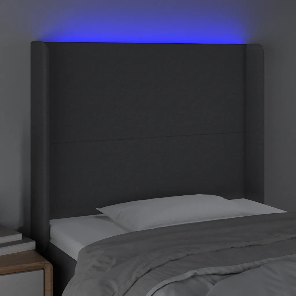 Testiera a LED Nera 103x16x118/128 cm in Tessuto 3123760