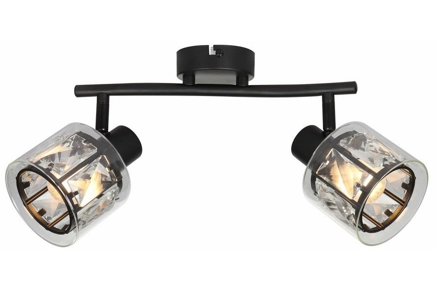 Plafoniera glamour Elmo nera barra doppia 2xE14 Reality