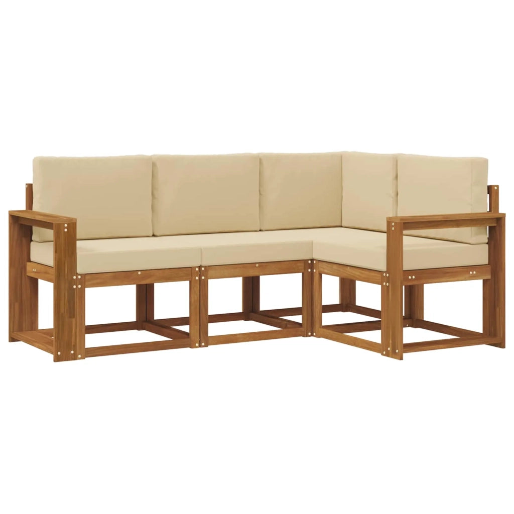 Set di divani da esterno con cuscino 4 pcs Naturale e Beige 3366331