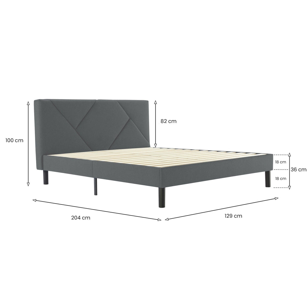 Hemera, Letto Piazza e Mezza Dimensione Materasso 120x190 cm, Grigio