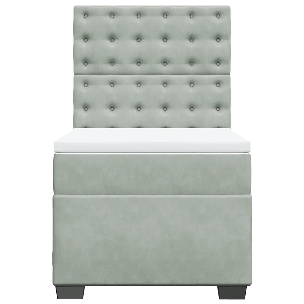 Giroletto a Molle con Materasso Grigio Chiaro 90x200 cm Velluto 3293122