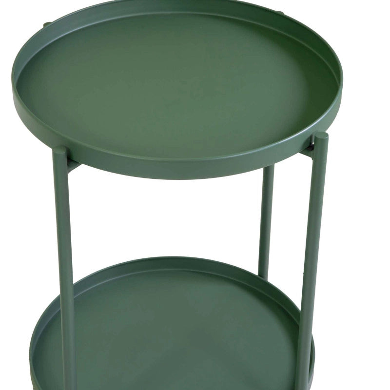 Tavolino Metallo Hiro Verde Tondo 2 Piani Cm ø40h50