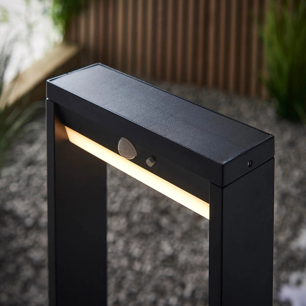 Paletto solare giardino 50cm con sensore PIR nero LED