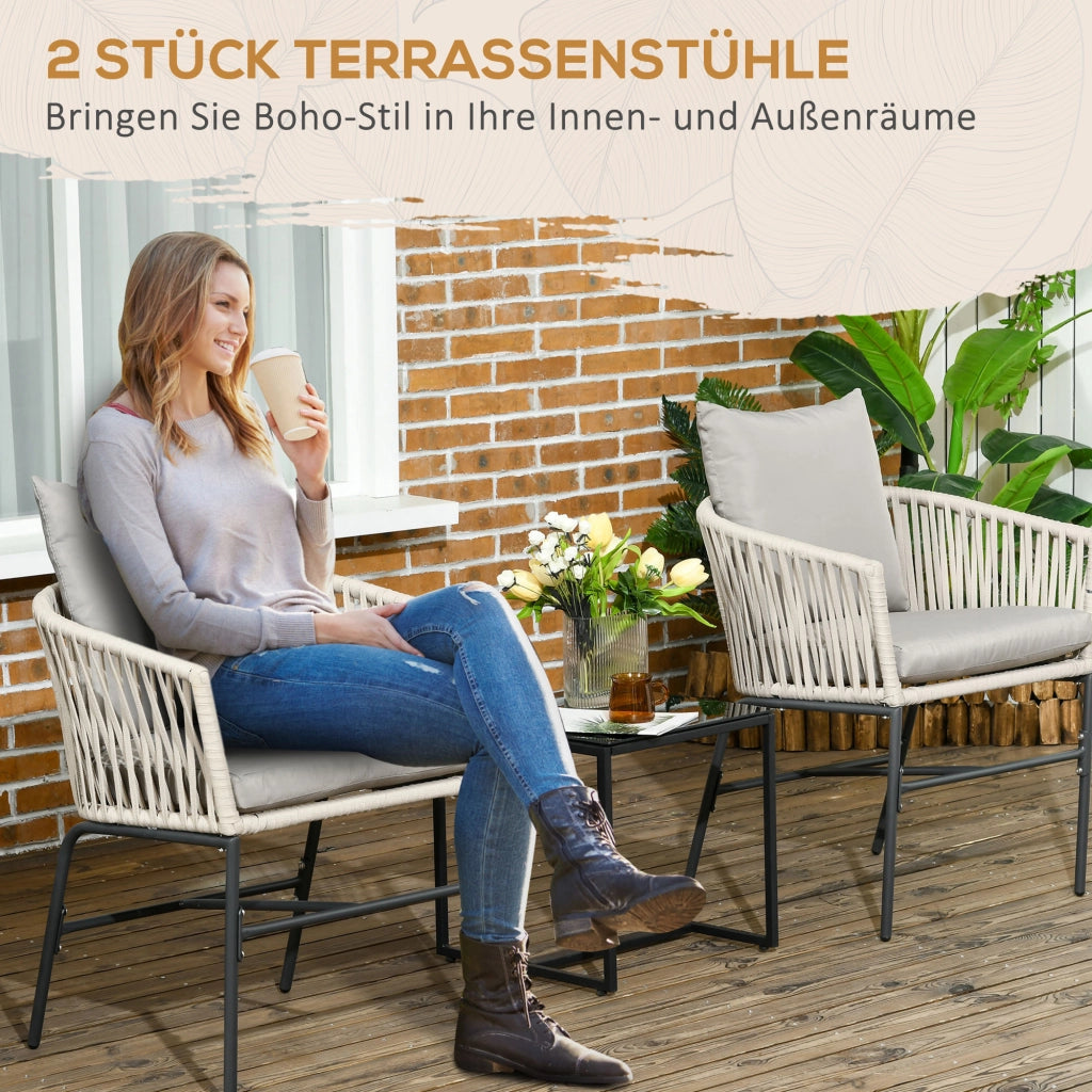 Sedia da pranzo 2 pezzi ¨C Minimal ¨C Beige, metallo