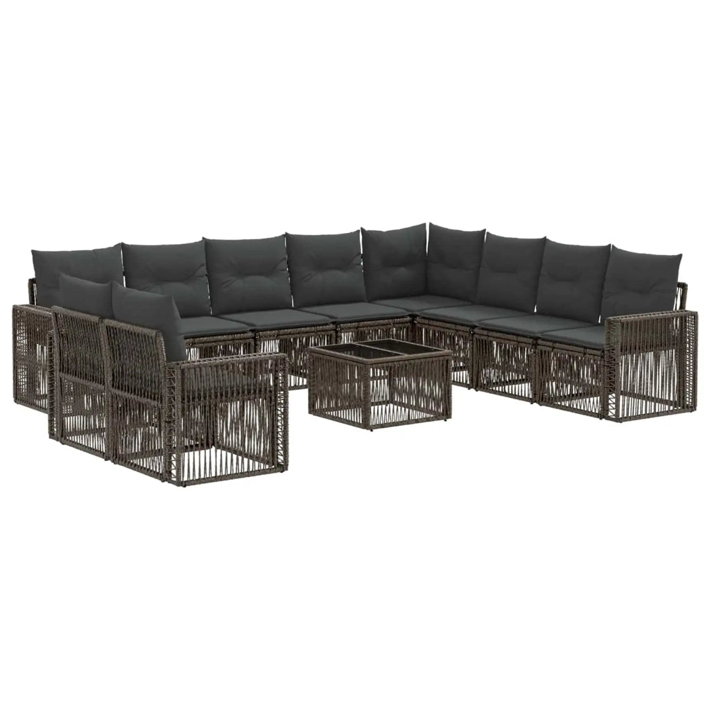 Set Divano da Giardino 11 pz Grigio e Grigio Scuro polyrattan 3435173