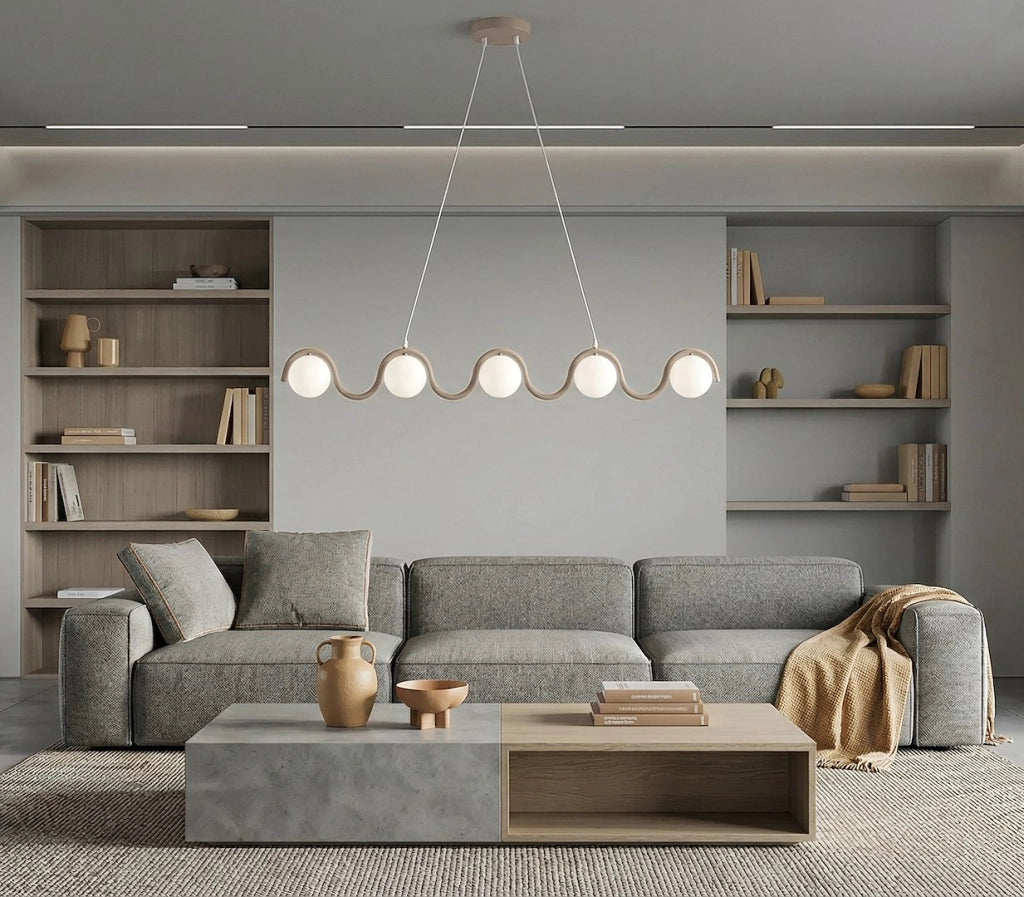 Lampada sospesa SINUS ondulata 5 luci G9 beige Emibig