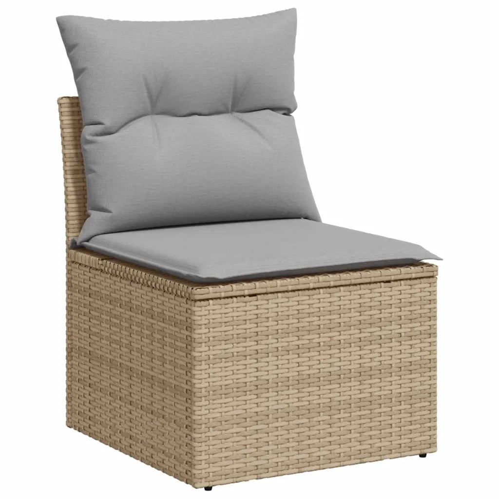 Set Divano da Giardino con cuscino 7 pcs Beige Poly Rattan