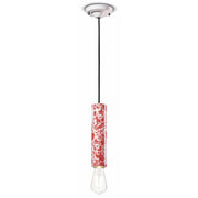 Sospensione Piccola Vintage Decò Pi Ceramica Ming Rosso 1 Luce E27