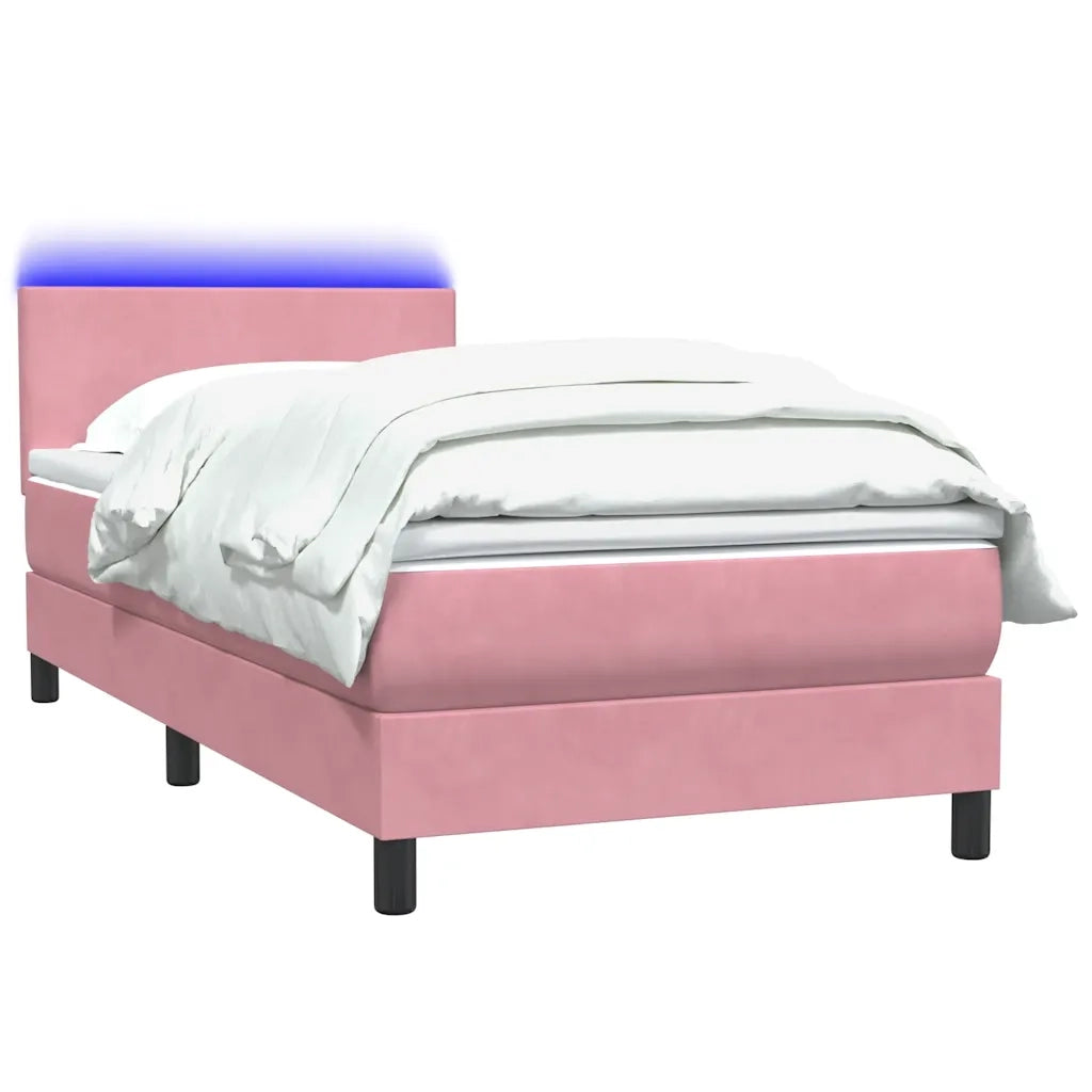 Letto a Molle con Materasso e LED Rosa 80x220 cm Velluto 3316718
