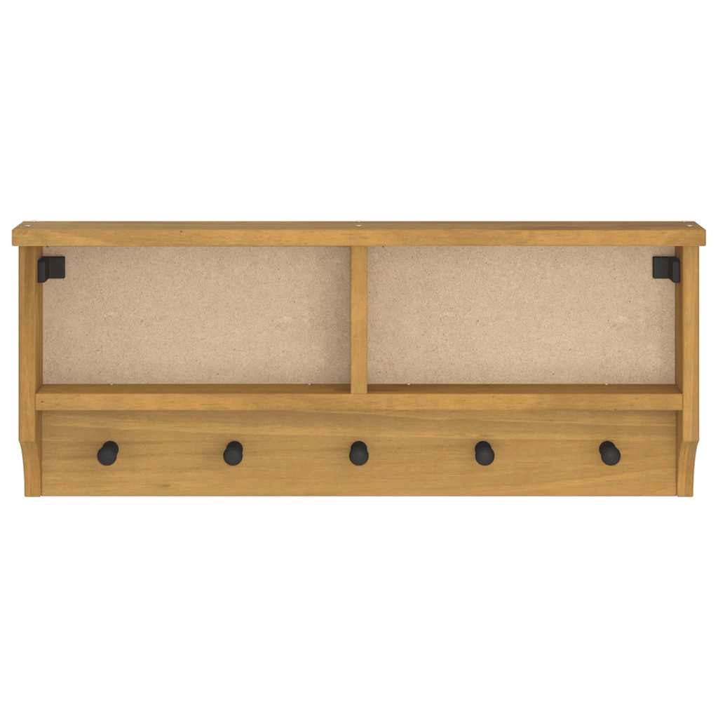 Appendiabiti da parete salvaspazio 87 x 12 x 35 cm con 5 ganci stile rustico finitura pino e noce 02_0056693