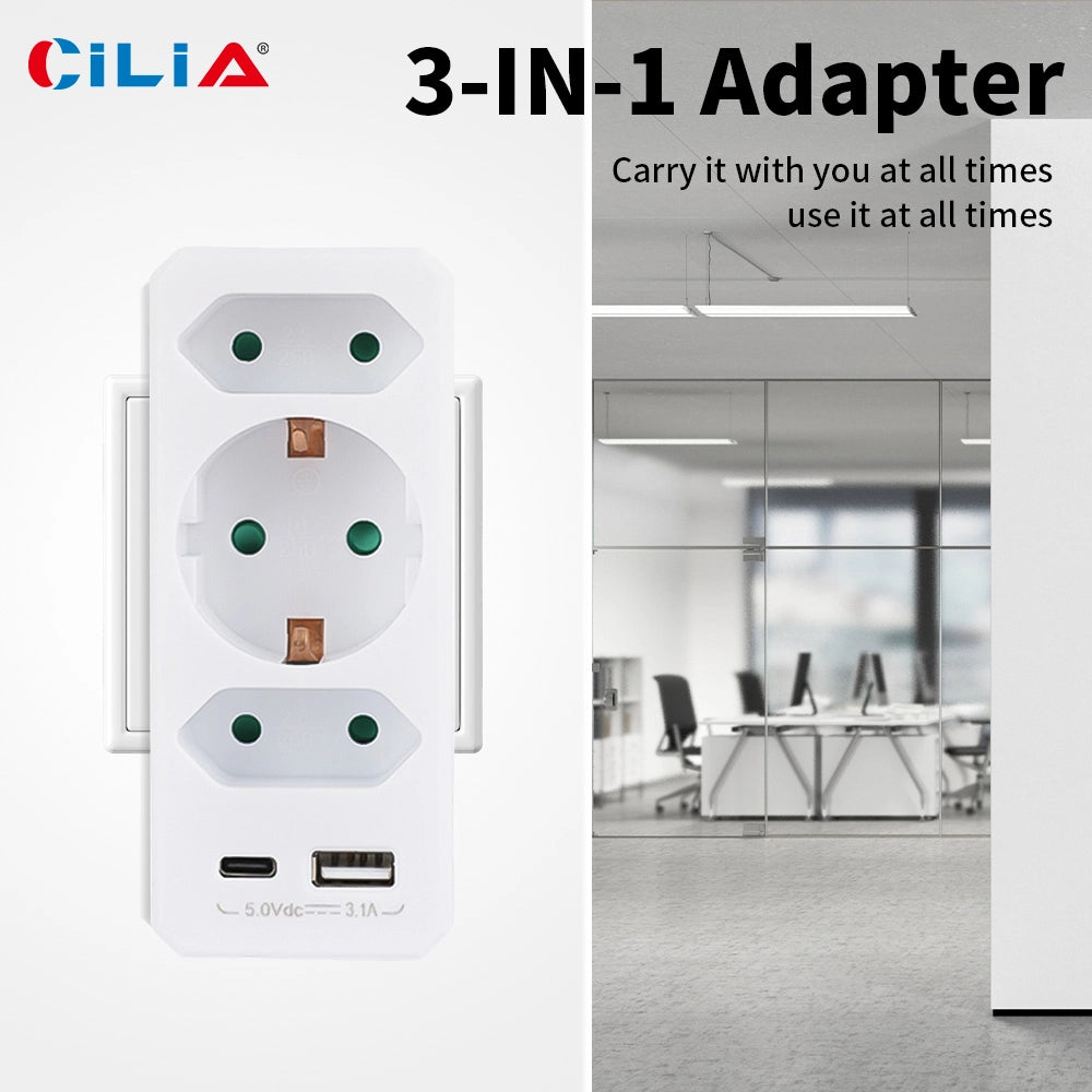 Presa Elettrica 5-in-1 con 3 Prese e USB ¨C Xylo ¨C Bianco
