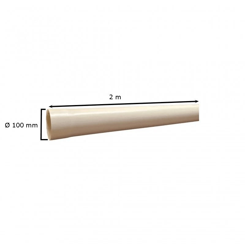 Tubo in PVC avorio : Diametro - 100, Metri Lineari - 2 metri