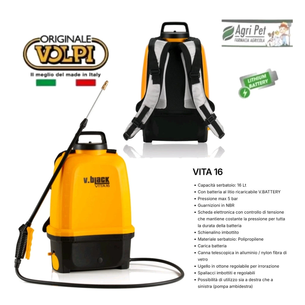 ORIGINALE POMPA VOLPI LT12 IRRORATRICE A BATTERIA AL LITIO V.BLZCK