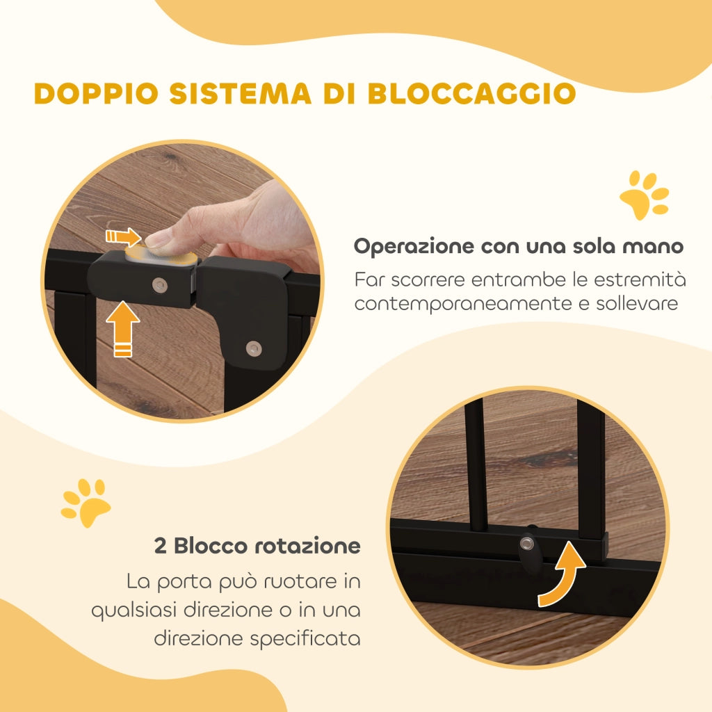 Cancello di Sicurezza per Cani Estensibile ¨C Minimal ¨C Nero, Acciaio e ABS, 75-95x76 cm