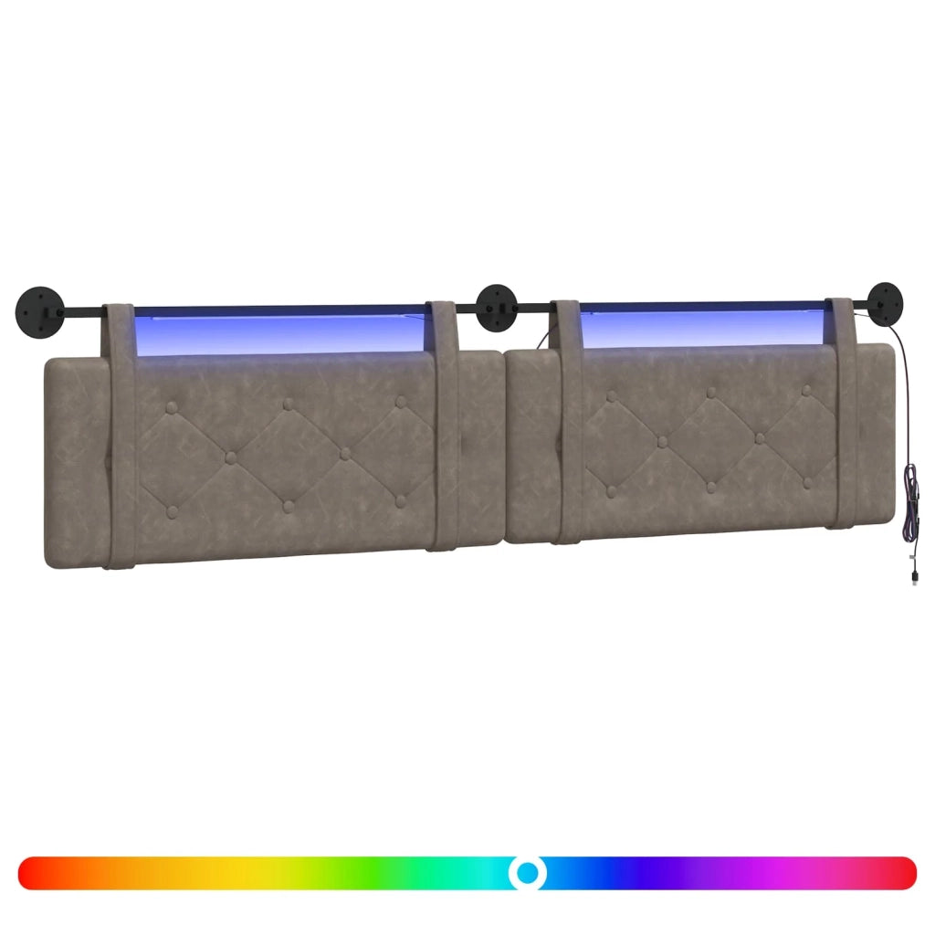Testiera | Testata sospesa Con luce LED Grigio PU Antico