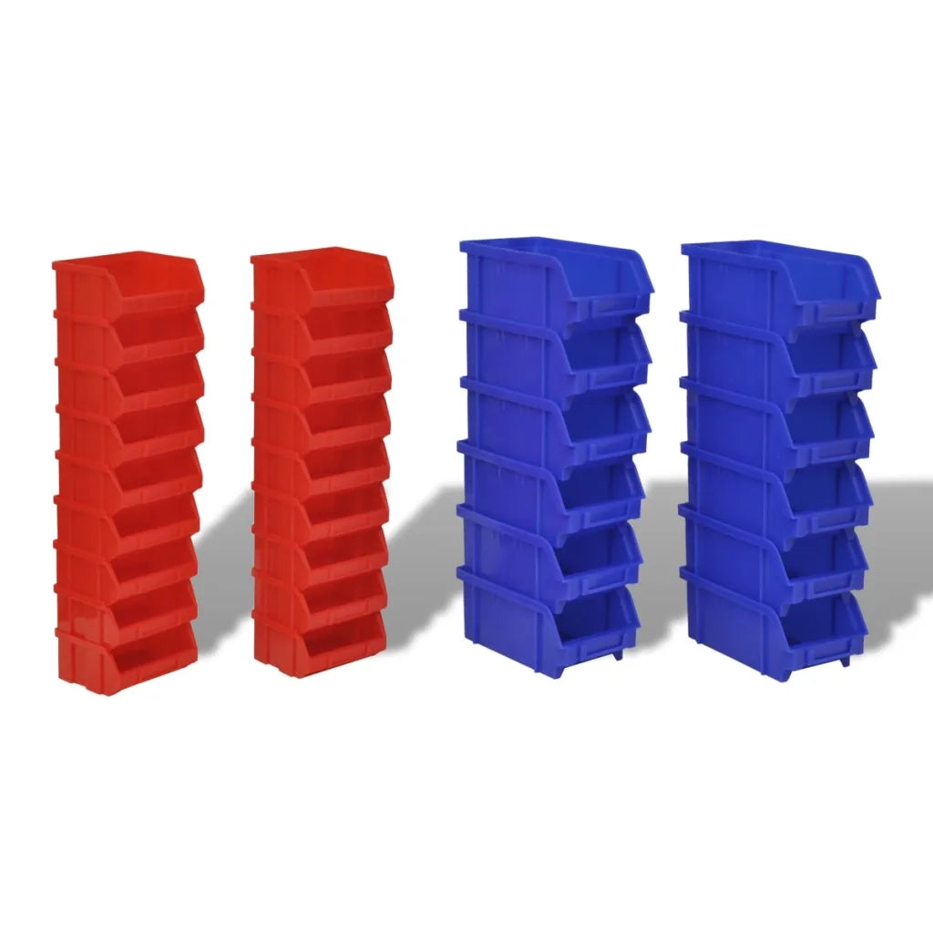 Contenitore Plastica per Garage da Parete Set 30 pz Blu e Rosso CFW4036085
